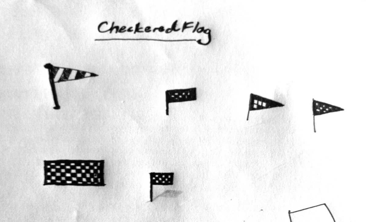 Sketches of checkered-flag icon variations